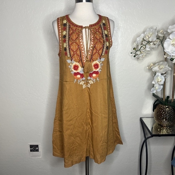 Andree By Unit Dress Women Size S Embroidered Sleeveless Boho dress - Picture 2 of 8